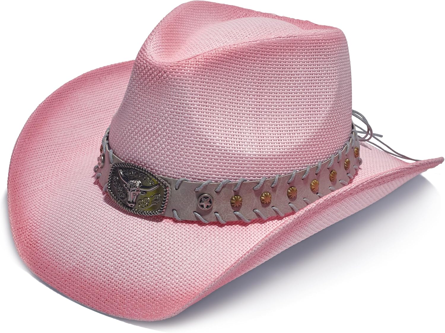 Western Straw Cowboy and Cowgirl Hats with Decorative Bands - Unisex Wide Brim Raffia Style Sun Hat