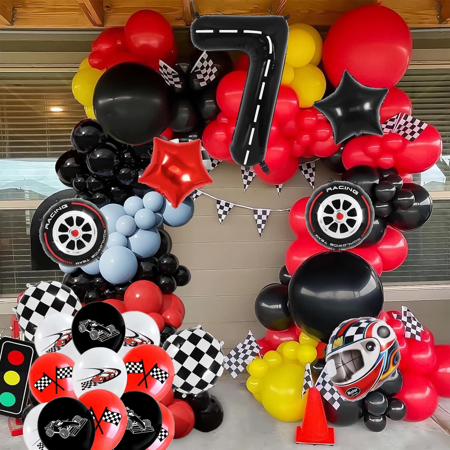 Kwuz Race Car Birthday Balloons Four Wheels Balloons For...