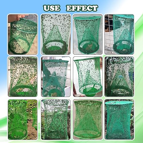 Miniatura 3 de Paquete de 8 trampas para moscas ranchas, reutilizables, con bandeja de cebo, para colgar en interiores y exteriores, jaula estable para atrapar