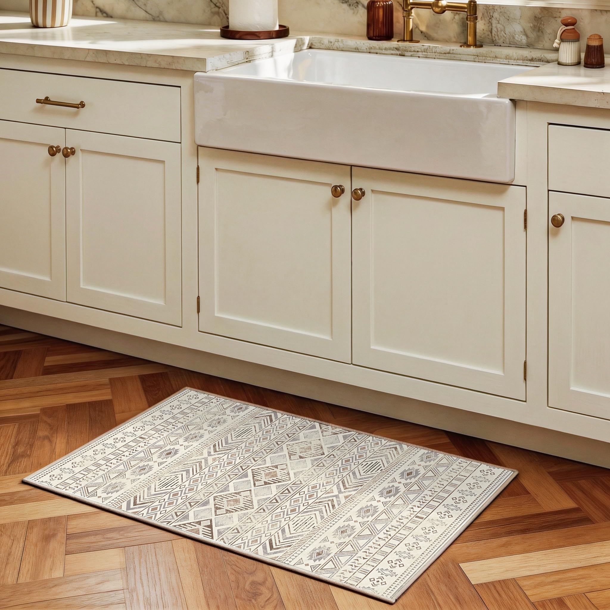 Decoranddecor Traditional Entryway Rug, 60x90cm – Non-Slip, Low Pile, Pet Friendly, Vintage Oriental Style Living Room Easy Clean Durable Carpet – Nomira — image 1