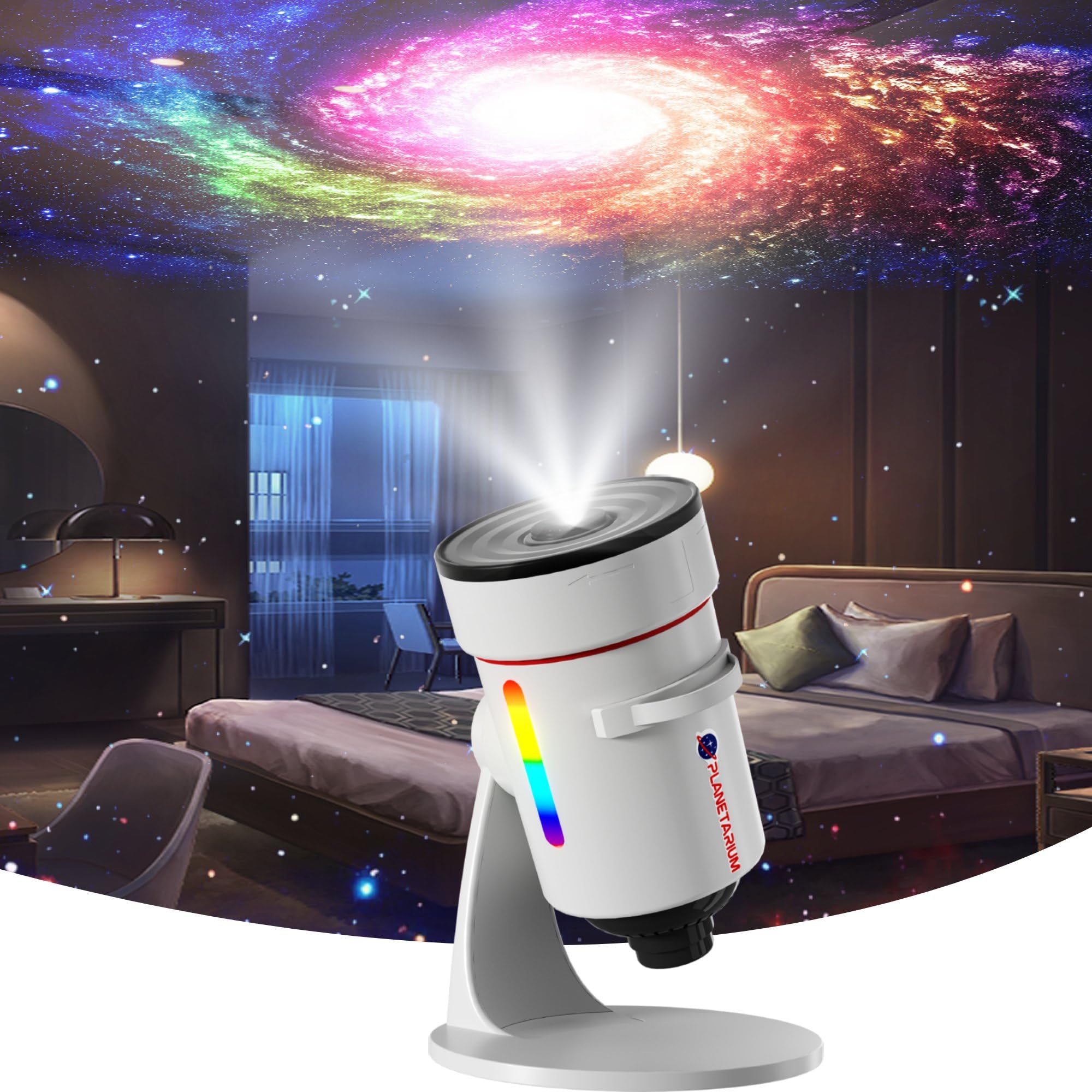 Star Projector,Galaxy Projector Upgraded Clear Lens, 10 Realistic Planetarium Projector Slides Night Lights LED 8 Color for Bedroom, 360° Rotation, 1/
