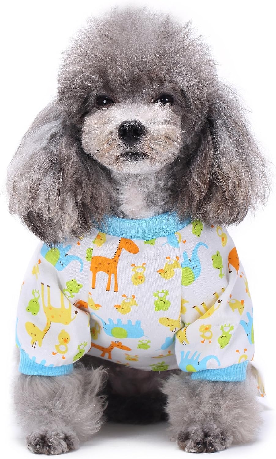 BONDOGLAND Cute Giraffe Dog Pajamas for Small Dogs Puppy Cotton Jumpsuit Clothes JPS Outfit Pet Doggie Onesies Apparel