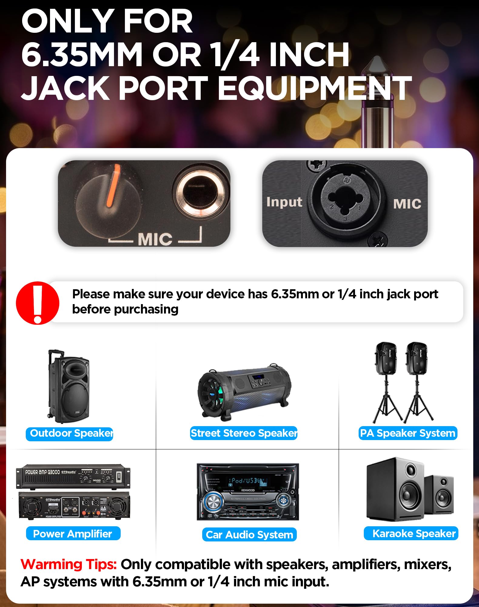 Wireless Microphone, UHF Wireless Dual Handheld Dynamic Mic System Set with Rechargeable Receiver, 260ft Range, 6.35mm(1/4'') Plug, for Karaoke, Voice Amplifier, PA System, Singing Machine, Church