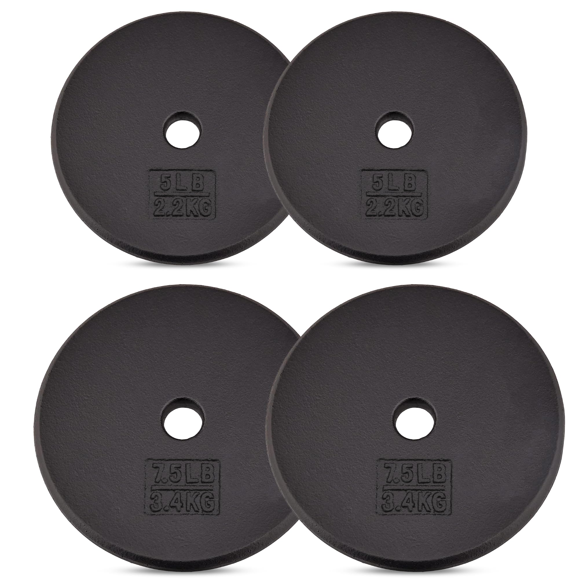 Yes4All Standard Weight Plates, 1-Inch Cast Iron Barbell Weights, Wide Range 5–50 LB, Ideal for Strength Training &amp; Workout Routine, Available in Single, Pair &amp; Set of 4