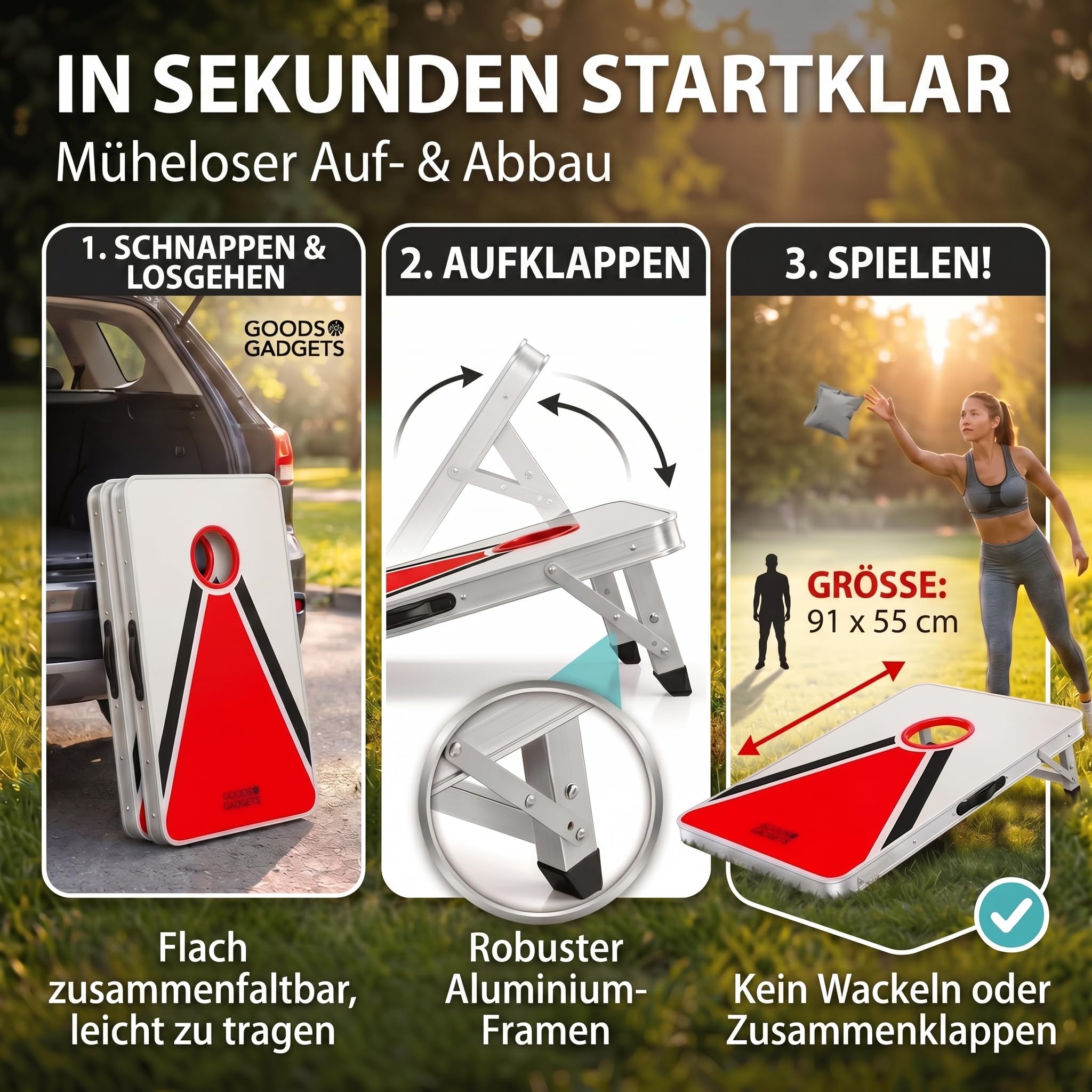 XXL Cornhole-Spiel Outdoor Indoor Geschicklichkeitsspiel mit extra großen Sandsäckchen