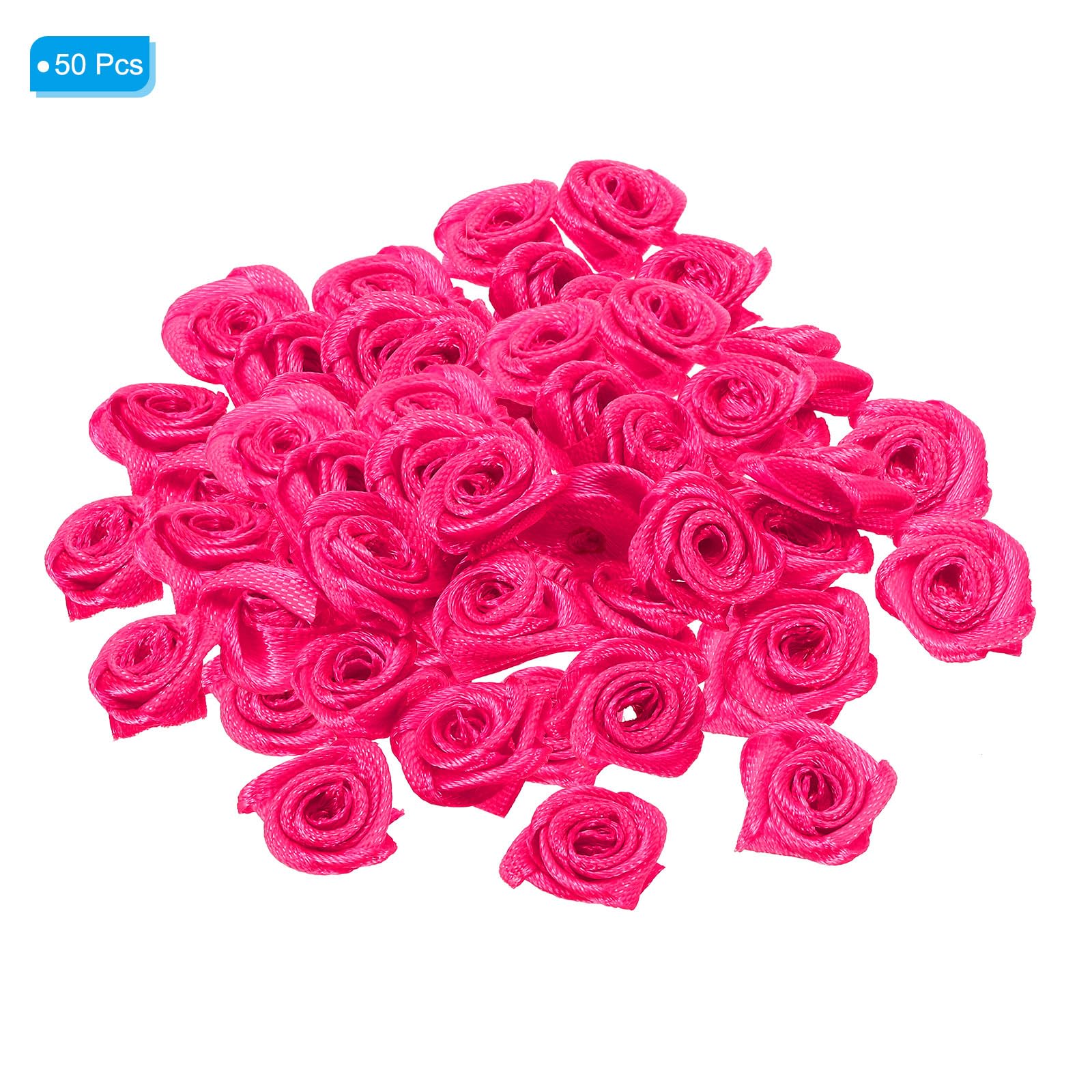 PATIKIL Mini Rosas De Cinta De Satén De 0.6 Pulgadas, 30 Piezas De Adornos De Flores De Tela Apliques De Rosetas Para Manualidades Y Bodas Color