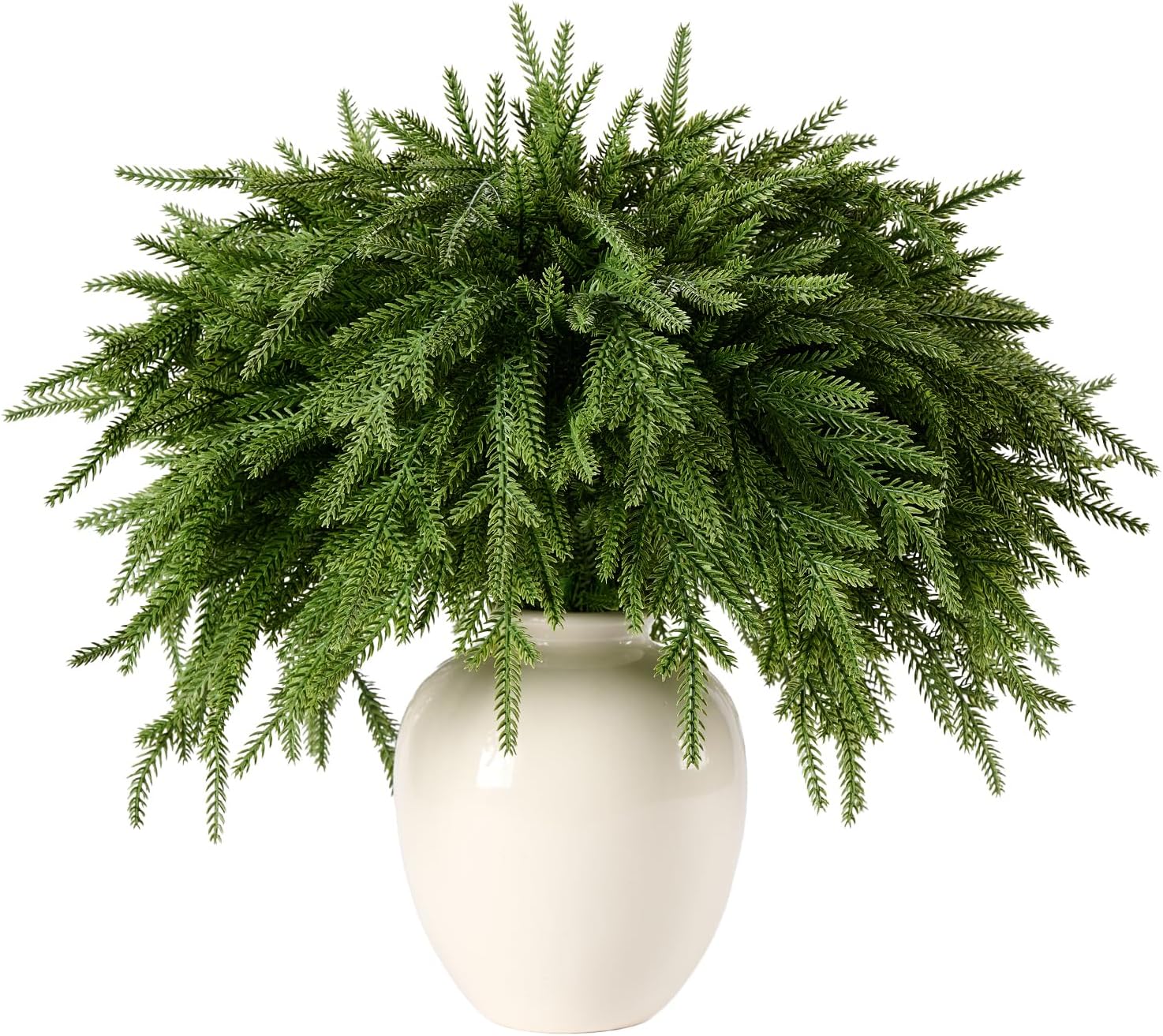 12Pcs 18'' Norfolk Pine Stems Realistic, Lifelike Christmas Greenery Pine Branches for DIY Wreaths, Vase Fillers, Indoor Outdoor Decor, Real Touch Christmas Decorations for Table, Mantle
