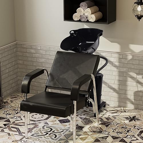 Miniatura 3 de SyyBhb Cuenco de champú portátil con bomba eléctrica, fregadero portátil para lavar el cabello con ruedas, 2 tanques para almacenamiento de agua y