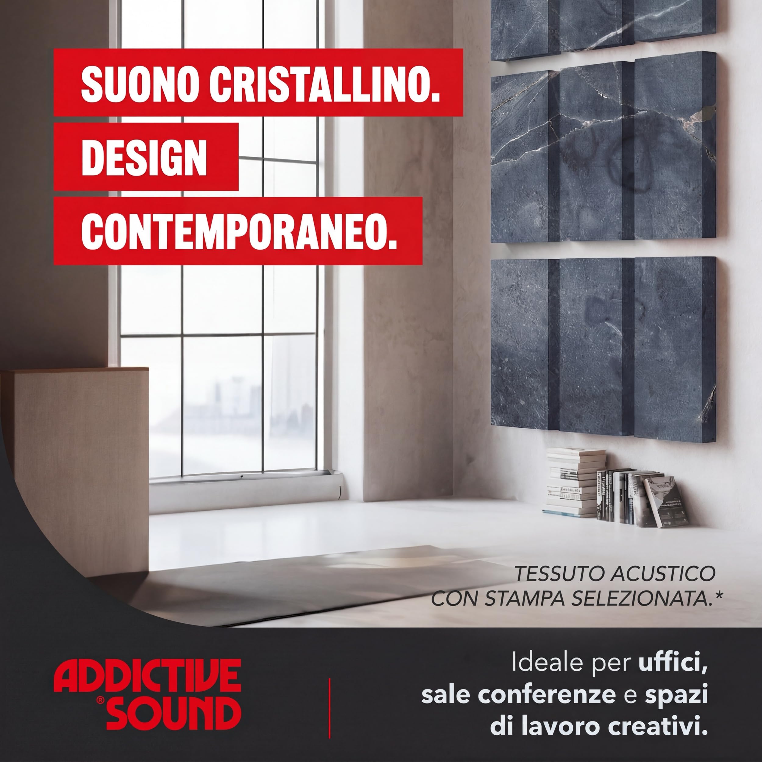 Addictive Sound Quadro Acustico – Pannello Fonoassorbente Murale in Lana Acustica – Classe A – Stampa Professionale – Quadro Fonoassorbente Decorativo Made in EU – 148×50×6 cm - BlueMarble 3