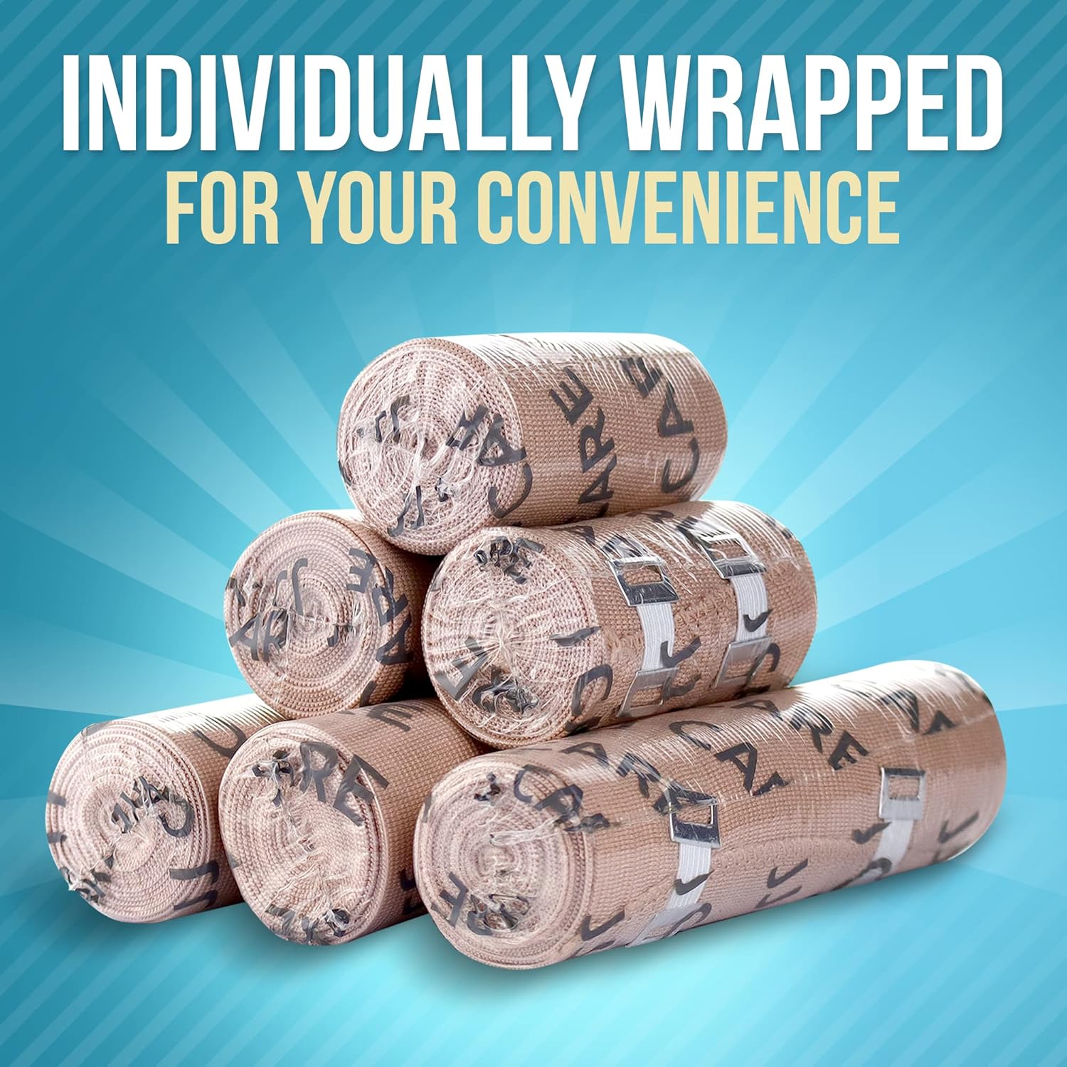 JJ CARE Elastic Bandage Wrap [Pack of 6], Compression Bandage in 3 Inches and 6 Inches, with 6 Extra Bandage Clips, Ankle, Wrist, and Foot Elastic Bandages 6 Rolls, Durable and Reusable : Health & Household