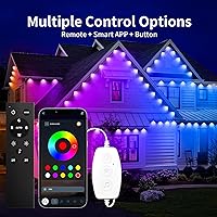 Vista 2 de KSIPZE 100ft Permanent Outdoor Lights Waterproof IP67, Smart RGB+IC Eaves LED Lights with App & Button Control, 200+ Dynamic Scene Modes for House