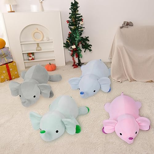 Miniatura 6 de Animales de peluche de elefante con peso, 24 pulgadas, almohada gigante de elefante de 4.2 libras, para adultos, niños y niñas para cumpleaños o