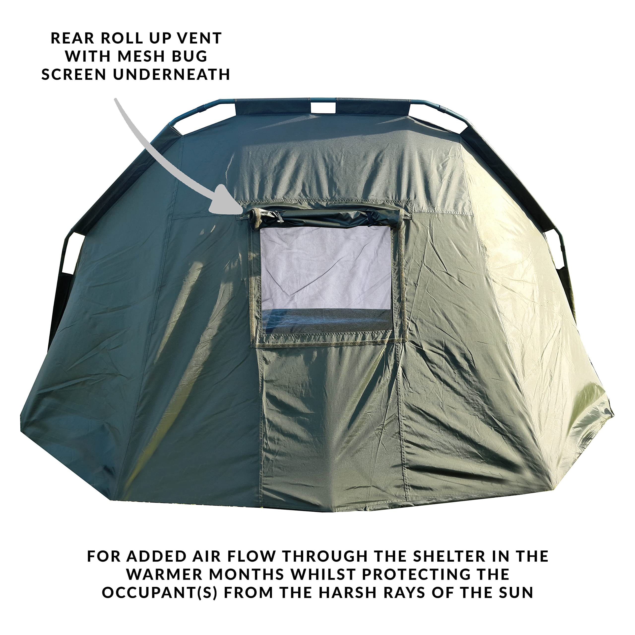 KING CARP,1 hombre Bivvy/Pesca Día Refugio Impermeable 210D Material, clavijas y bolsa de transporte [25-1711], verde