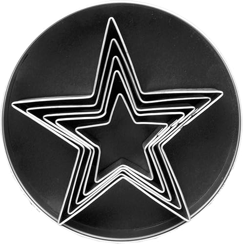 Miniatura 5 de Fox Run Cortadores de galletas de estrella de acero inoxidable, juego de 5 cortadores en forma de estrella
