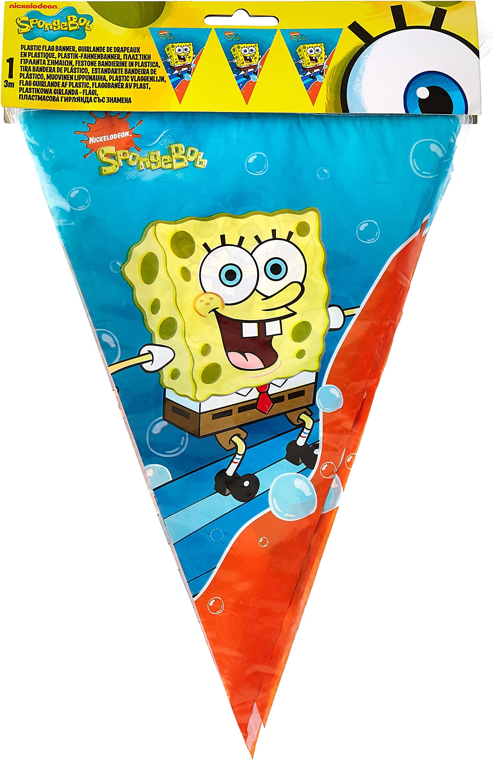 NickelodeonUnique Party 71556 - 3m Triangular SpongeBob SquarePants Bunting Flags