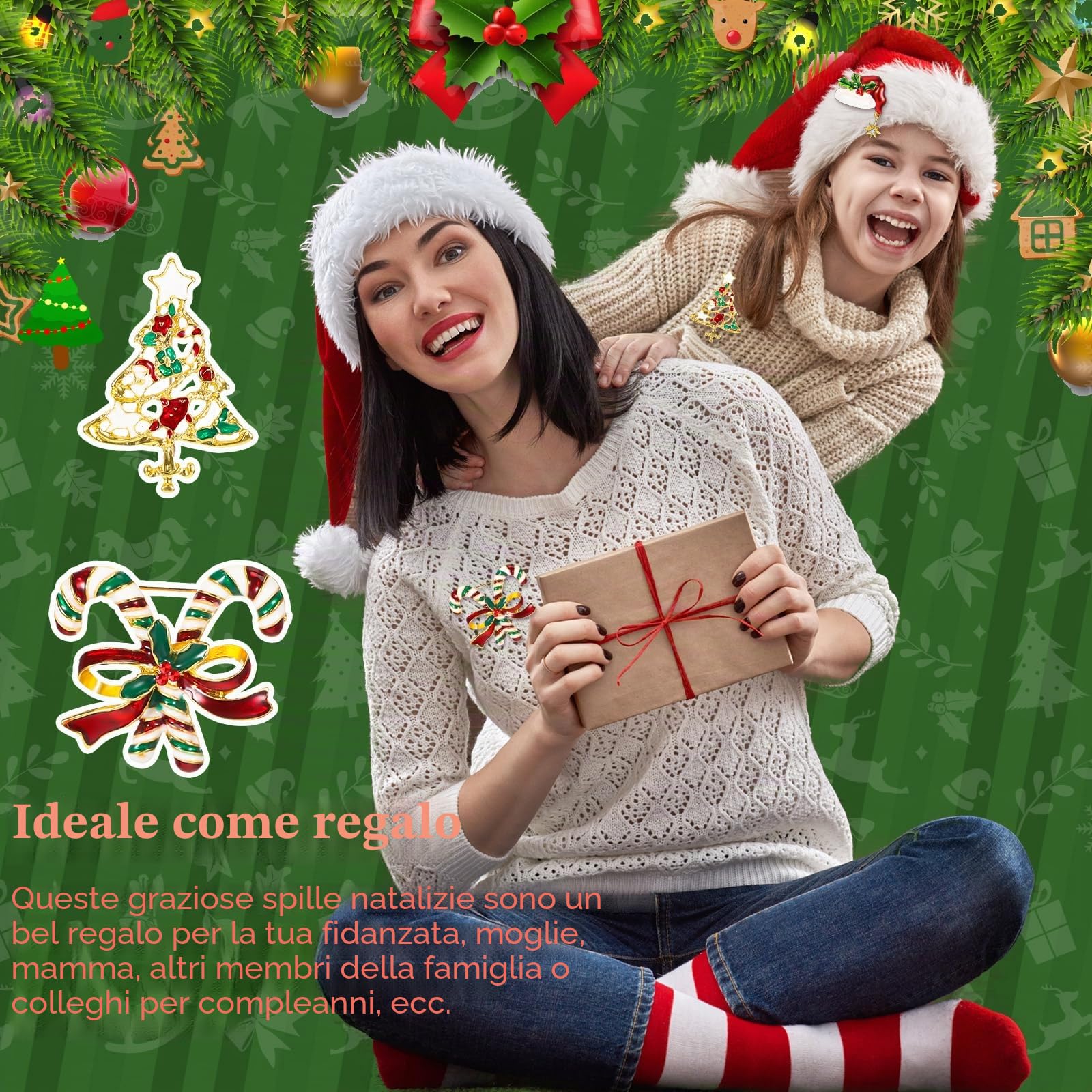 Cindeer 20 Pezzi Spilla di Natale per Donna Spille Natalizie in Cristallo Smaltato Spille e Fermagli Gioiello con Strass Set di Spillette con Pupazzo di Neve Babbo Natale per Decorazione di Vestiti