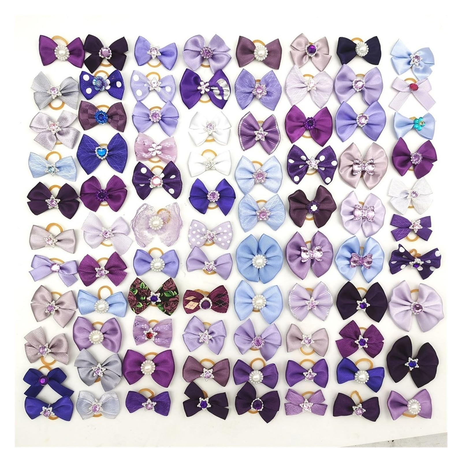 Ameeda Purple Dog Hair Bows 100Pcs Pet Grooming Hair Bows Puppy Mix Colours Decorate Hair Accessories For Small Dog Hair Rubber Bands Dog(Purple)