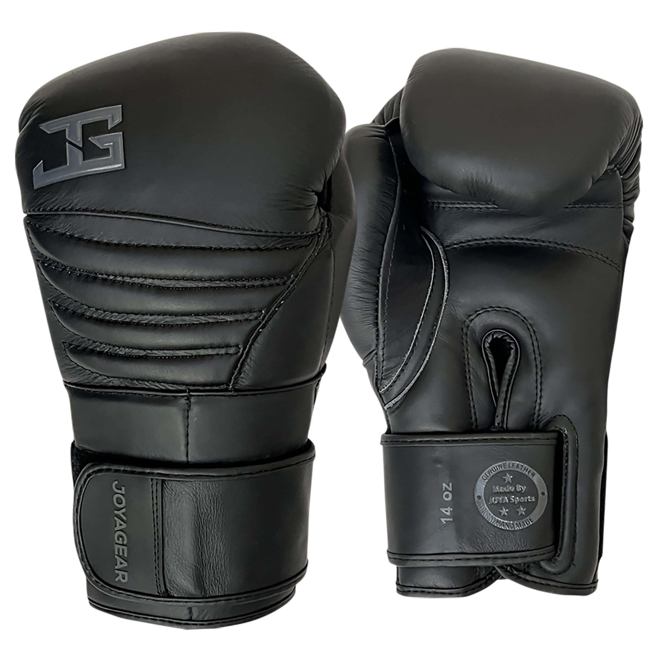 JOYA Kickboxing Gloves Black Falcon - 16 oz - Made of Genuine Leather - Martial Arts Sparring Gloves - Muay Thai Kickboxing - Boxing Gloves - Punching Gloves Joya Fight Gear