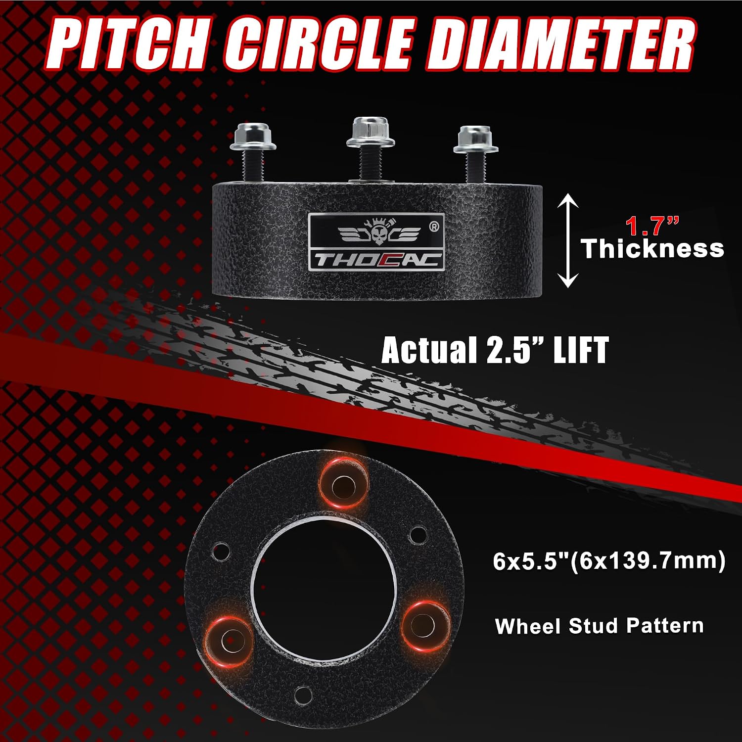 2.5" Front Leveling Lift Kit, Compatible with 2004-2024 F150 2WD/4WD, 2.5 Inch Forged Aluminum Strut Spacers, No Cutting No Welding, Black-and-White Stripes