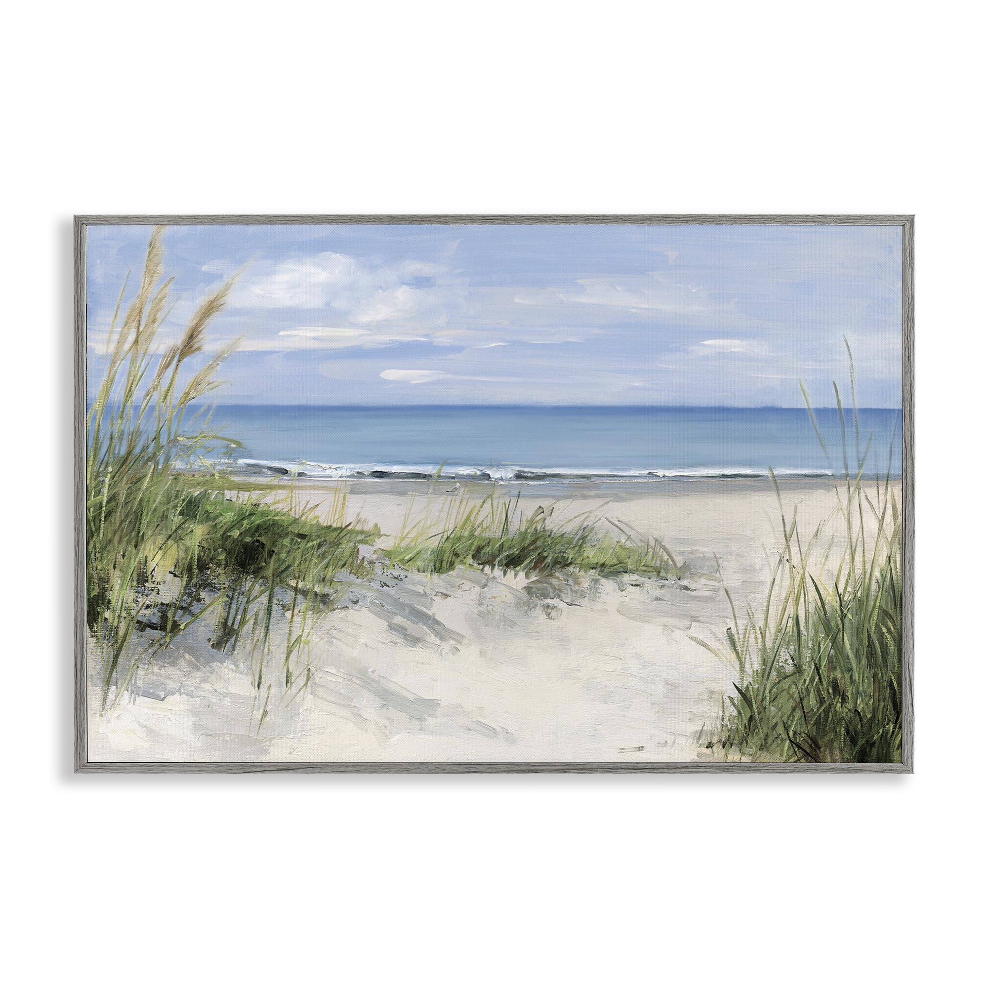 Stupell Industries Coastal Tall Grasses Seascape 'Tall Grasses By Beach Coast', Framed Giclee Art, Gray, 30 X 20 Inches, Easy To Hang And Sturdy, Made In Usa, By Sally Swatland