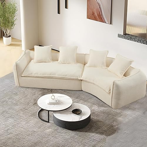 Sofá modular modular de 129.9 pulgadas, moderno sofá curvo con 4 almohadas, sofá modular en forma de nube para sala de estar, habitación de