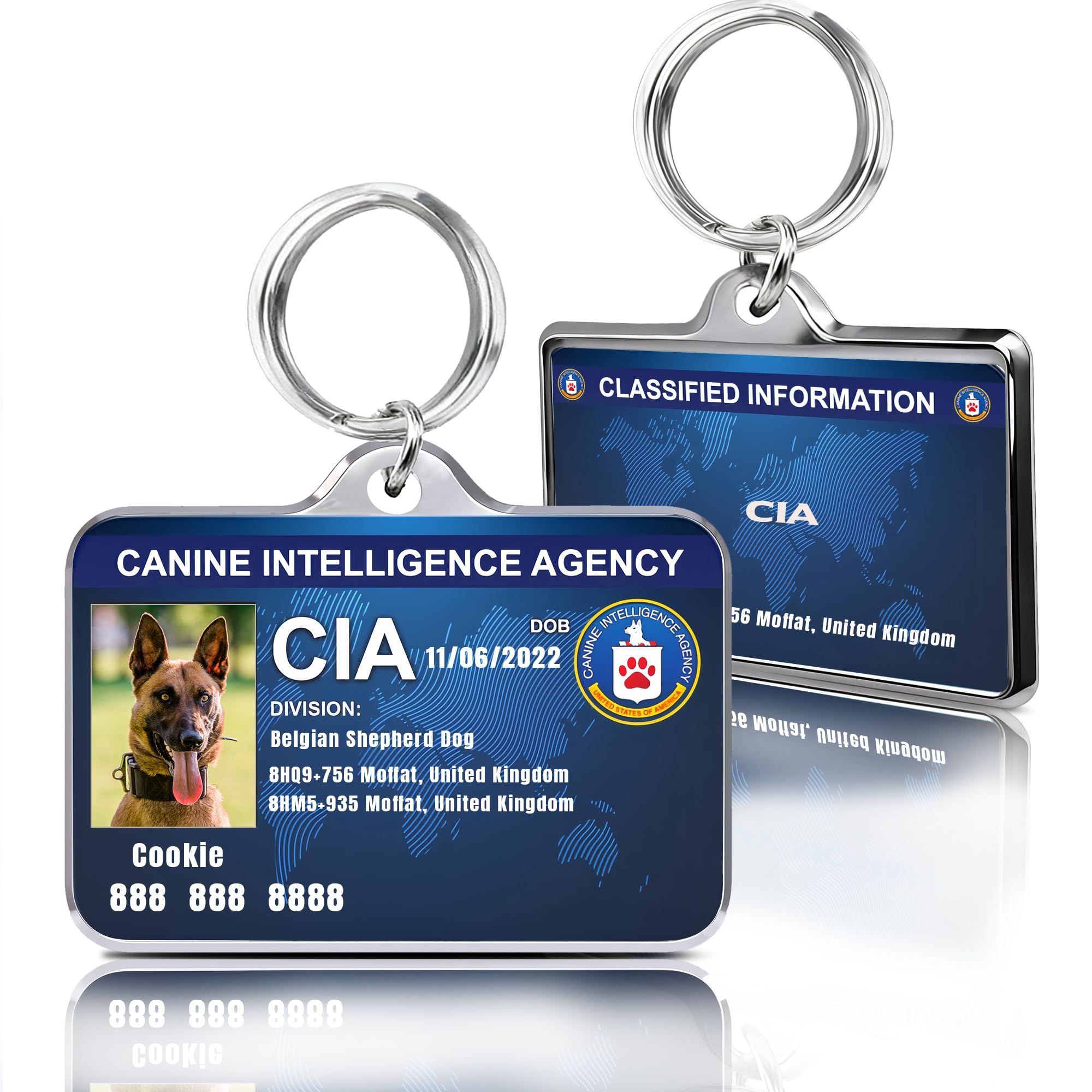 Custom Pet ID Card Tag - Personalized Dog Identity Card Tag, Pet Identification Tags for Dogs and Cats-Personalized Dog ID Tag for Most Collar (CIA)