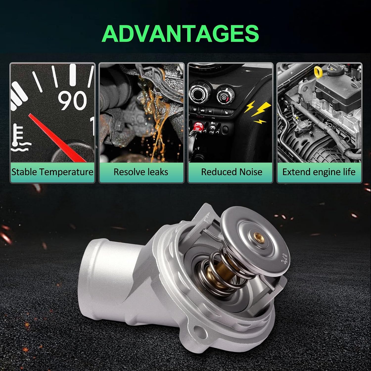 SCITOO Thermostat Housing fit for Mercedes-Benz C240 2001-2005,for Mercedes-Benz C280 1998-2000 Engine Coolant Thermostat Housing Assembly Thermostat For Car(1122030275,428187D)