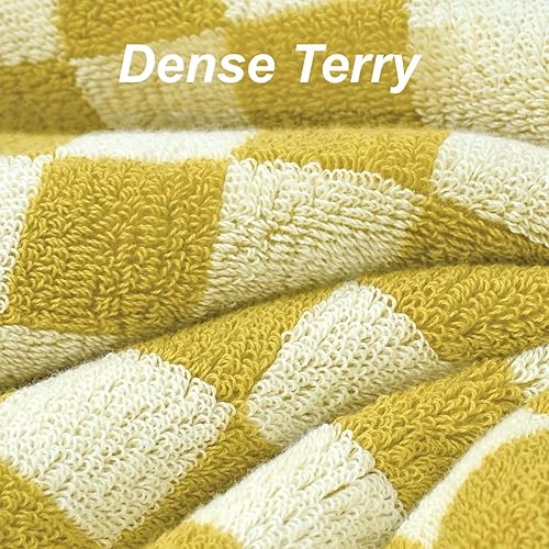 Miniatura 10 de Jacquotha Juego de 2 toallas de baño de lujo de 55 x 27.5 pulgadas, toalla de baño de algodón a cuadros verdes, toallas absorbentes de secado rápido