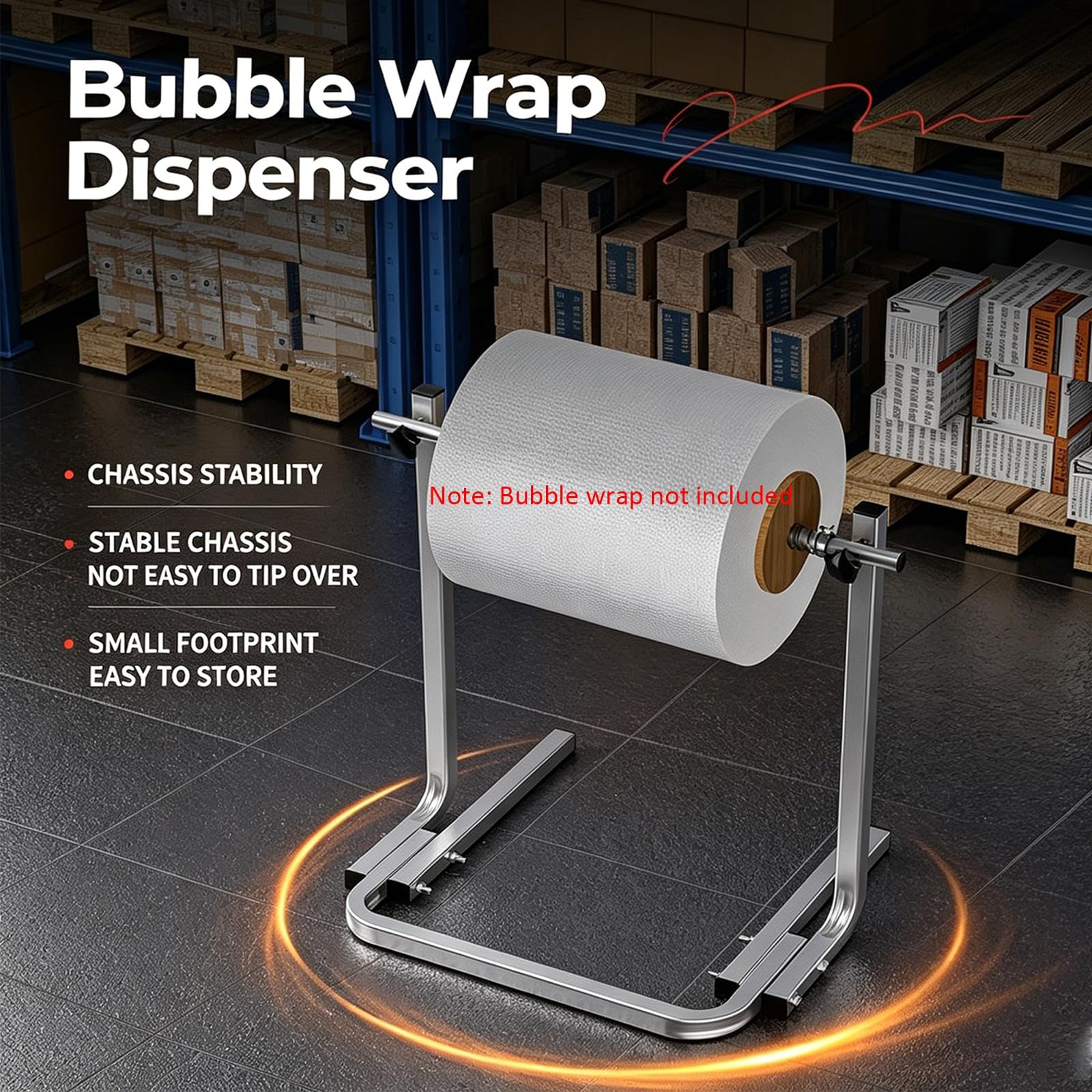 Luftpolsterfolien-Spender, verstellbare Dichte, verzinkter Stahlschaumhalter für Verpackung und Versand, manuelles Polsterwerkzeug, abnehmbares Design