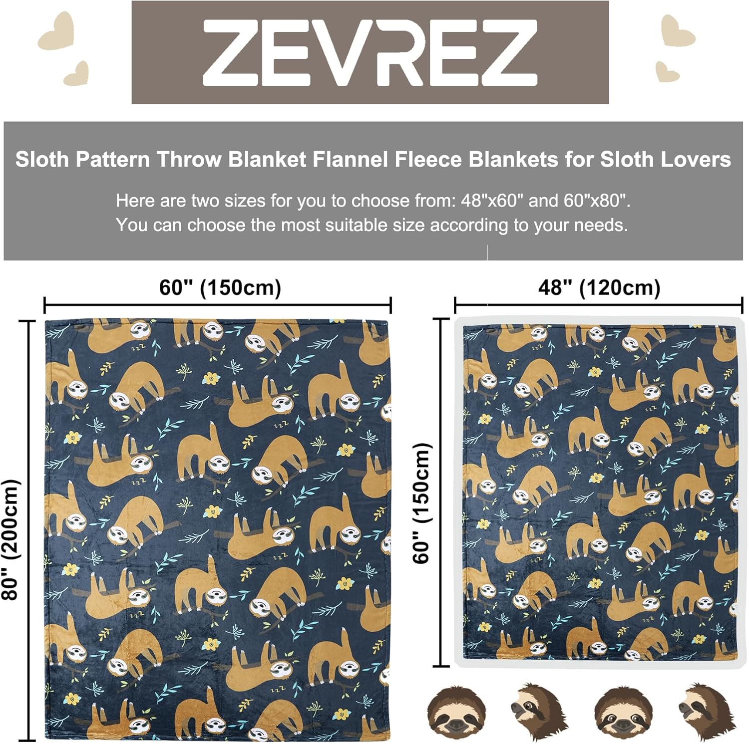 Sloth Blanket Sloths Printed Throw for Kids Girls Twin Size Cute Sloth Themed Gifts Super Soft Flannel Fleece Sloth Stuffed Animal Blankets Decor (Sloth 3, 60x80 inch)