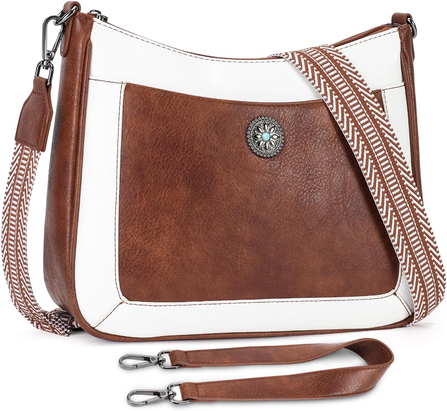 MEITRUE Crossbody Bags for Women Trendy, Leather Hobo purse with 2 Strap, Women’s Crossbody Shoulder Handbags