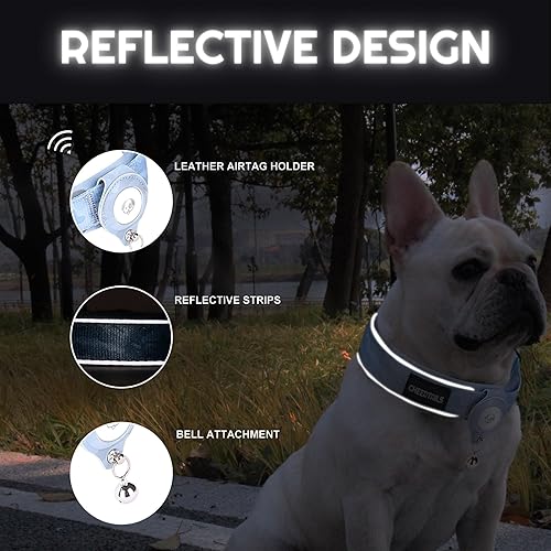 Miniatura 2 de Air Tag - Collar reflectante para perro, paquete de 2 unidades de collar de perro, soporte desmontable para AirTag para collar de perro, collar de