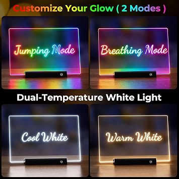 Rechargeable Magic LED Drawing Board with Remote Control, Black | Glow Doodle Light Up Drawing Tablet with 9 Colors & 2 Modes, Dry Erase Neon Led Note Board for Decor & Message, Birthday Gift
