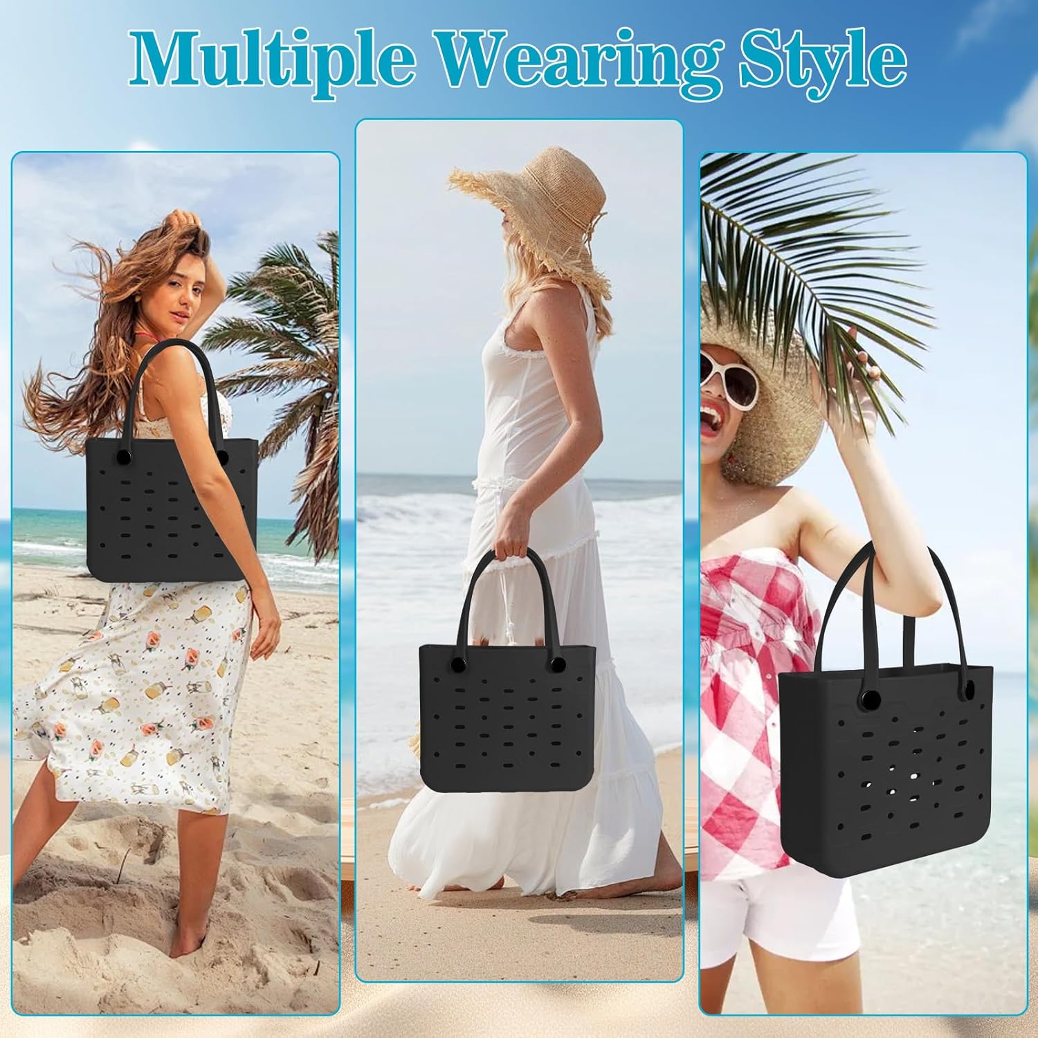 Rubber Beach Bag for Men & Women, Water-resistant Travel Tote Bag for the Beach Boat Pool - Image 2