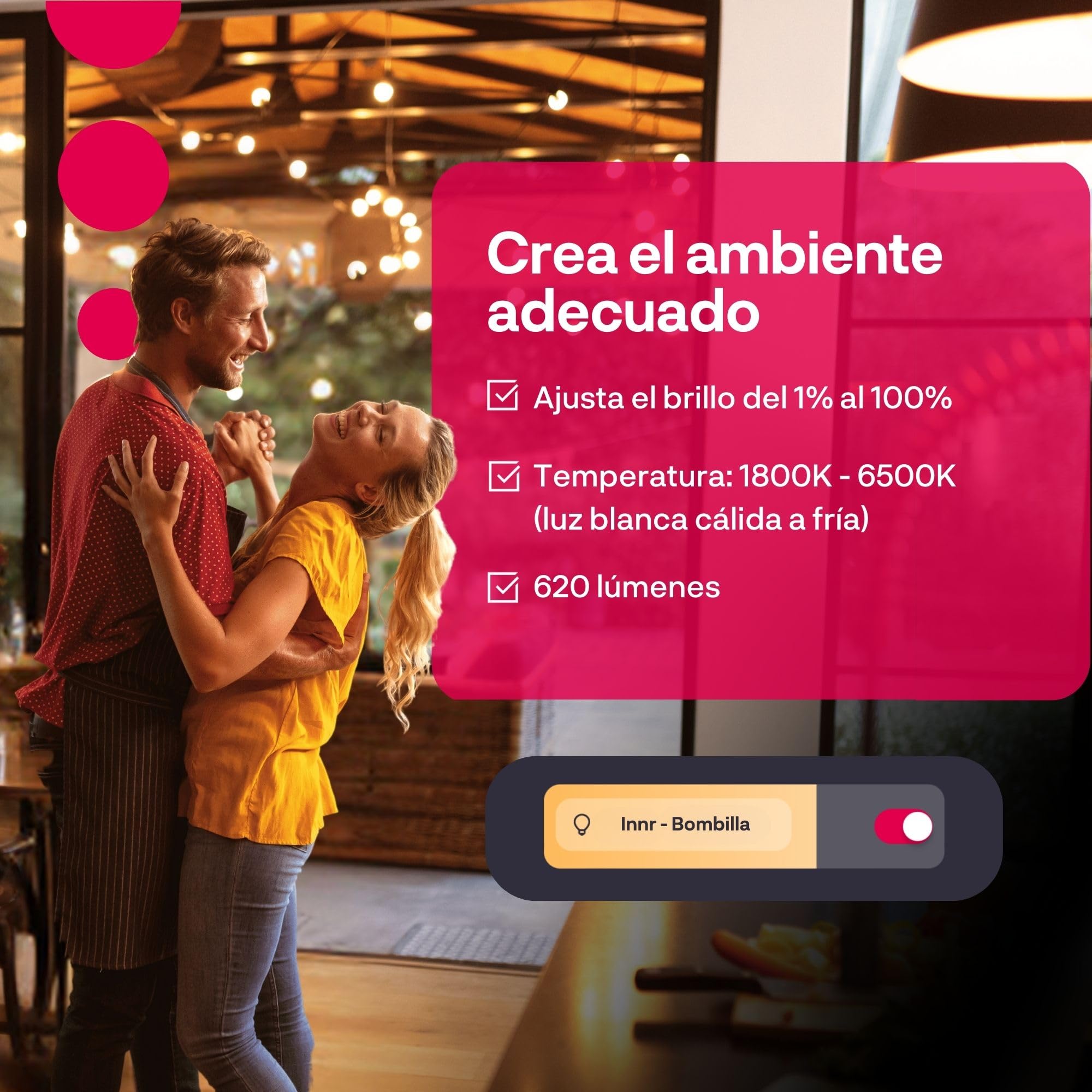 innr Bombilla Inteligente E27, Zigbee, Funciona con Hue* y Alexa (requiere puente), Edison Filament, Luz LED Blanca Cálida a Fría, Bombillas Regulables, Lampara, 620 Lúmenes - 2 piezas | Smart Home - Bombilla LED de filamento, 1800 K-6500 K, 620 lúmenes,