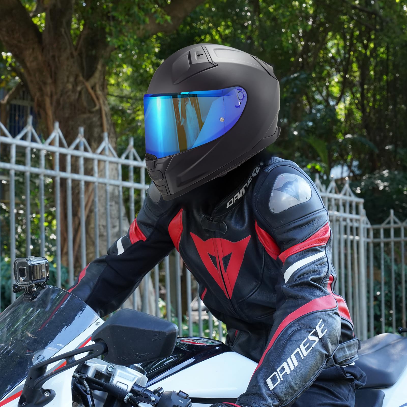 Helmvisier für FF811/VECTOR II/Citation II,Motorradhelm Visier,Motorrad Vollgesichtshelm Windschutzscheibe Schutzhülle Ersatz (Chromblau)