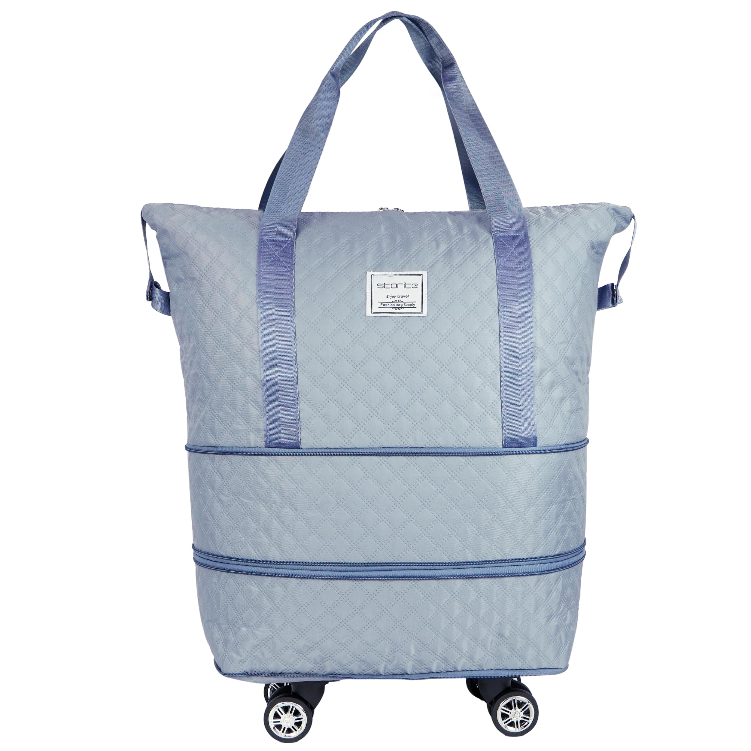 storite 2 Layer Nylon 40Cm Duffle Trolley Bag for Traveling/Extendable Luggage with 4 Wheels/Waterproof Travel Bag/Convertible Luggages for Men and Women/Travelling Bags - Blue-picture-14