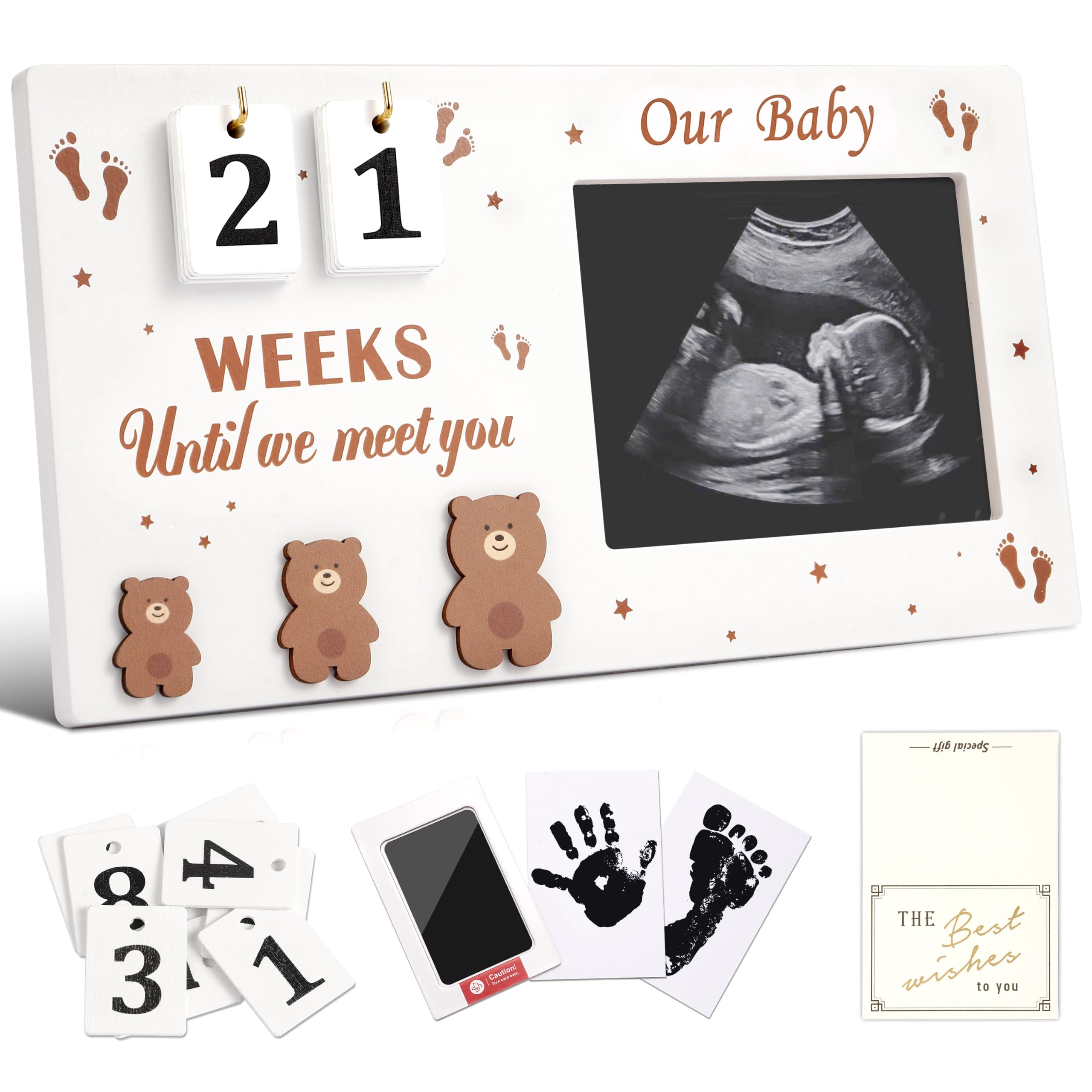 Cornice per foto con ecografia, con conto alla rovescia del bambino, con scritta in inglese "Expecting Genents to be pregnancy Nursery Decor, Gift Congratulations Pregnancy Must Have