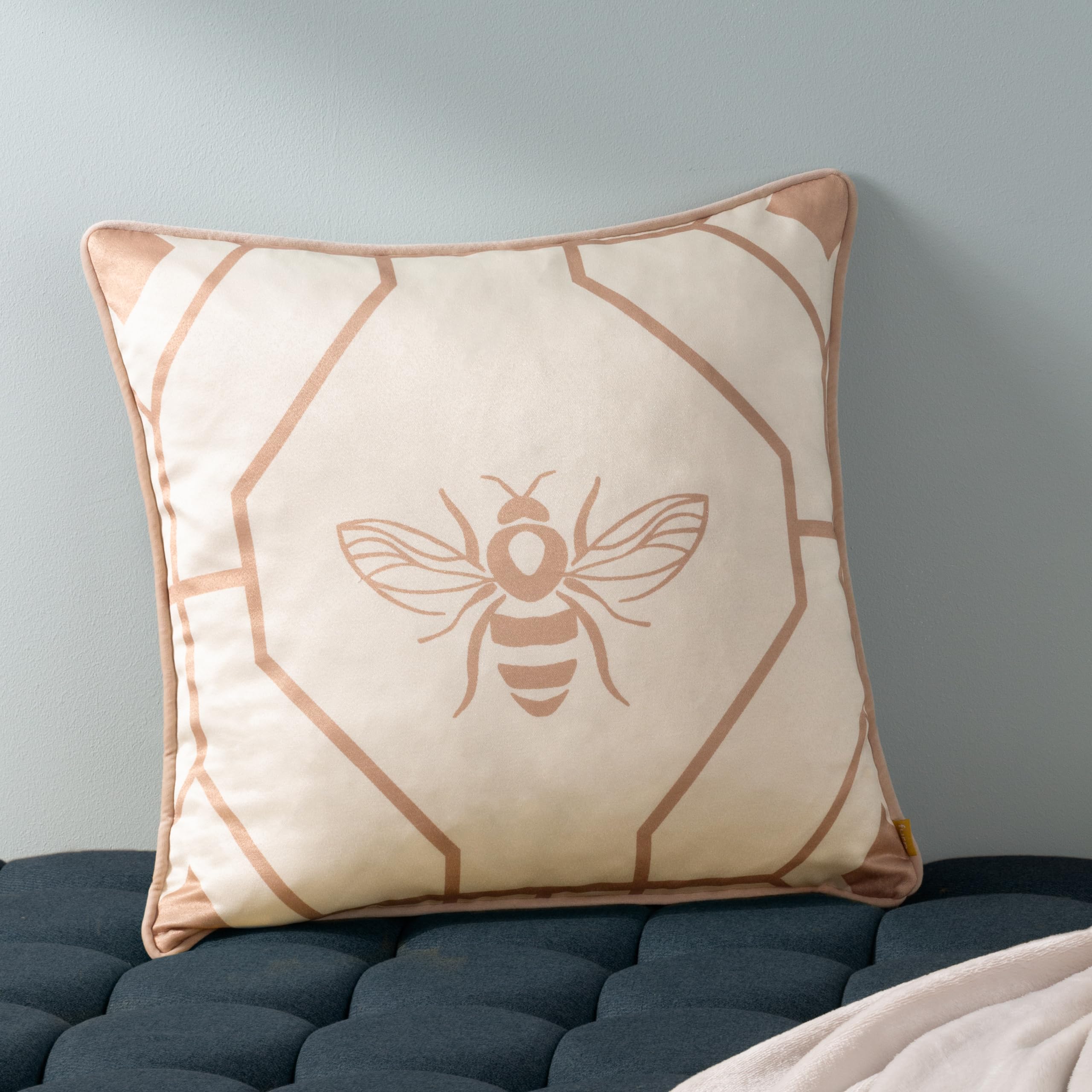 Furn. Bee Deco Geometric Feather Rich Cushion from B&Q