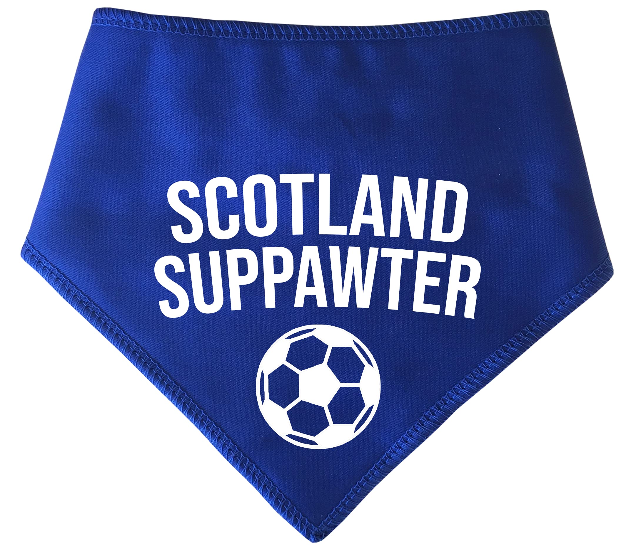 Spoilt Rotten Pets Blue 'SCOTLAND SUPPAWTER' with a Football Design Dog Bandana Football Supporters Scarf for Dogs & Cats Scottish Flag (Large Chow Chow & Bernese Size)