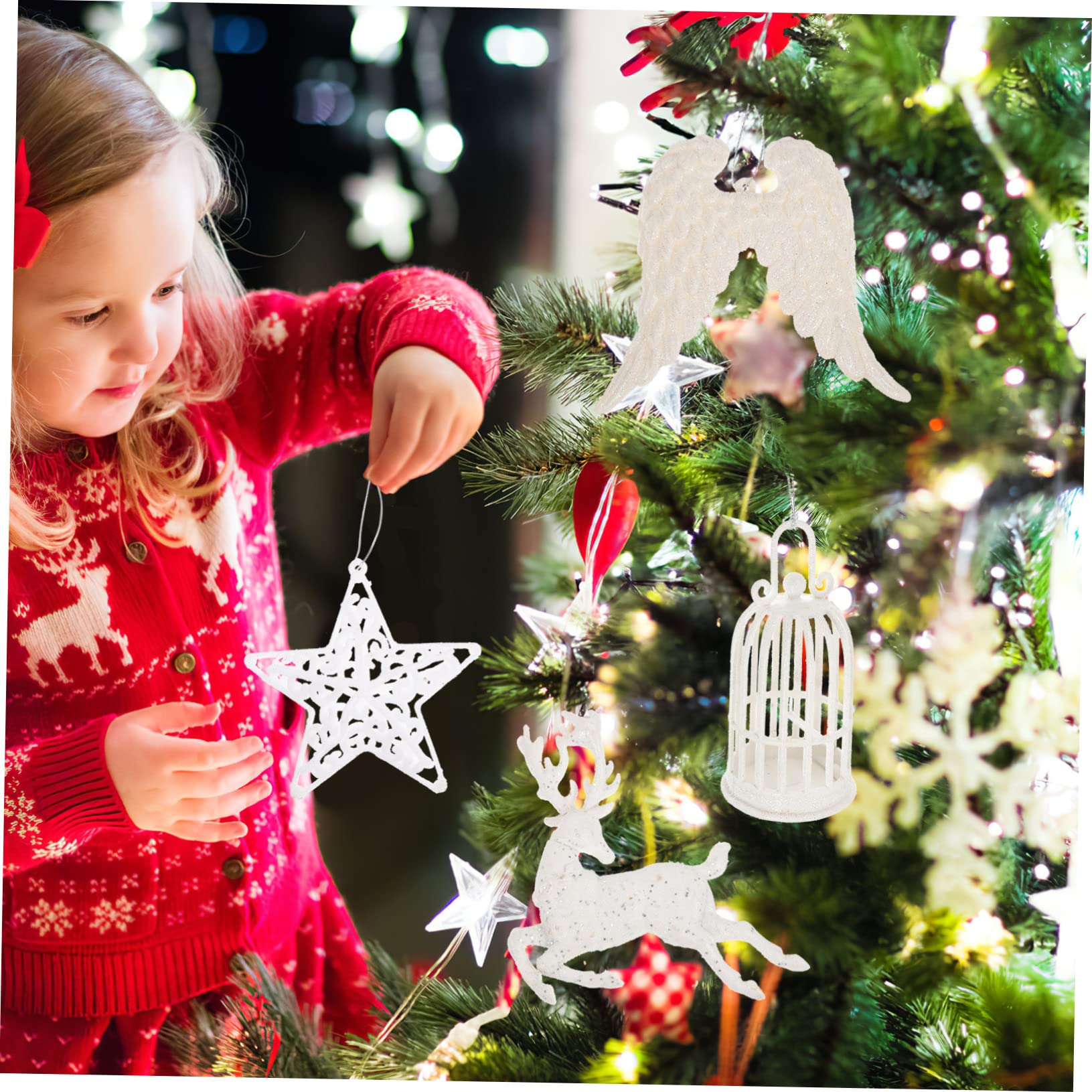 ULTECHNOVO 3 Set Ornamenti Per L'albero Di Natale Decorazioni Sospese in Decorazione Dell'ornamento Animale Ornamenti Di Animali Schiuma Bianca 4 Pezzi * 3
