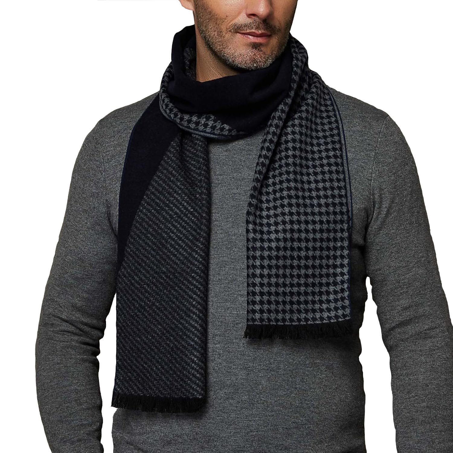 Men's Silk Scarves for Winter, 100% Mulberry Silk Brushed, Luxuriously Soft & Warm, Decent Box Packed