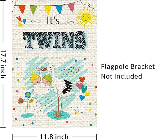 Miniatura 3 de It's Twins - Bandera de jardín, revelación de género, anuncio de embarazo, cartel vertical de bienvenida para baby shower, letrero vertical de doble