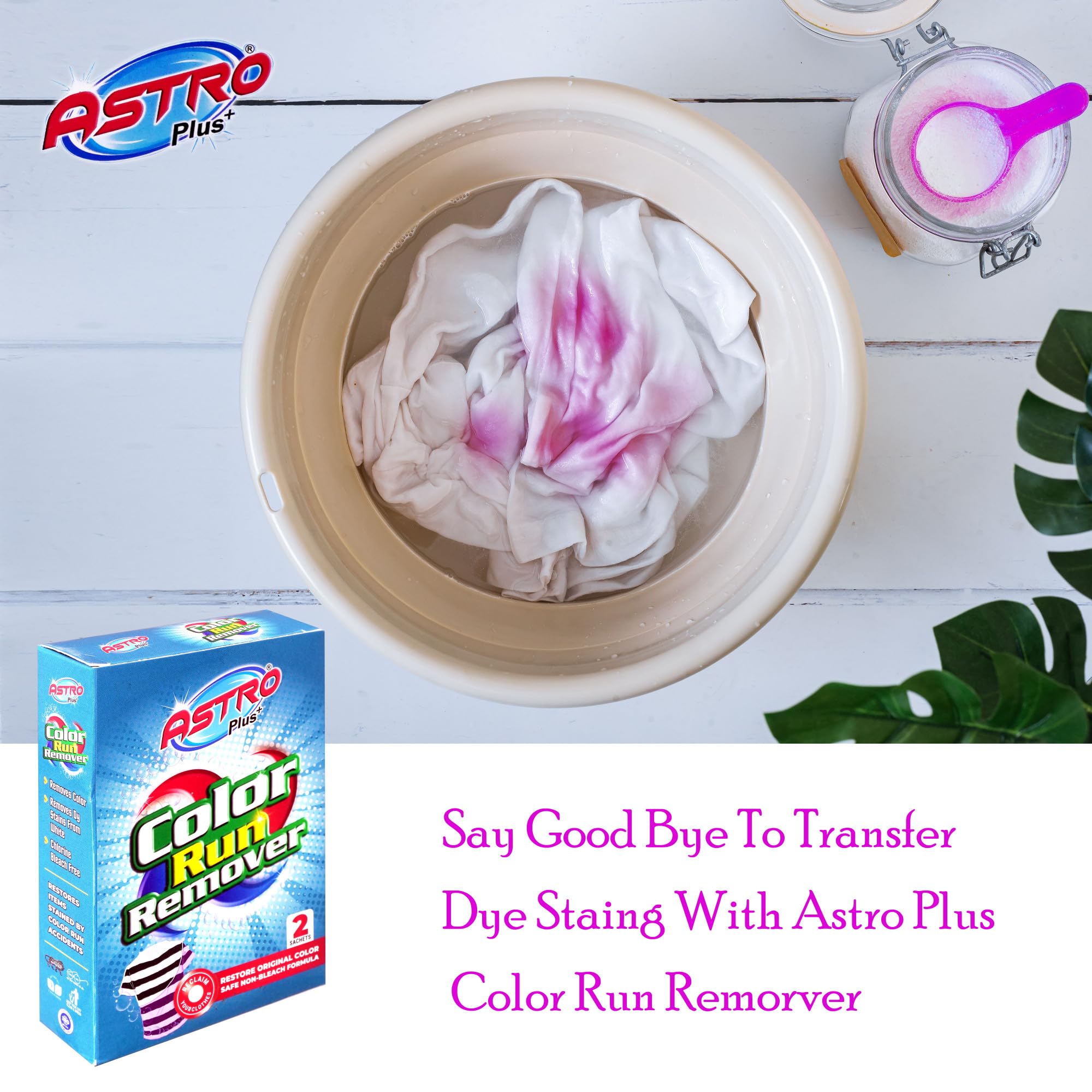 ASTRO PLUS + Ultimate Color Run Remover, Say Goodbye to Stains Powerful, Color Bleed Eliminator Stain Remover, Advanced Clothes Color Run Remover Powder (1) 4