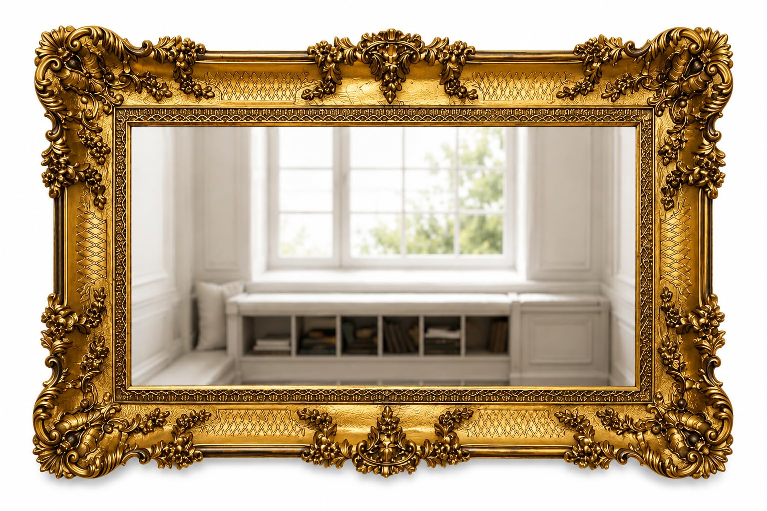 Generisch Lnxp Lustro ścienne, barokowe, złote, czarne, dwukolorowe wzornictwo, barokowe rokoko, styl shabby chic, z ornamentami, 96 x 57 cm