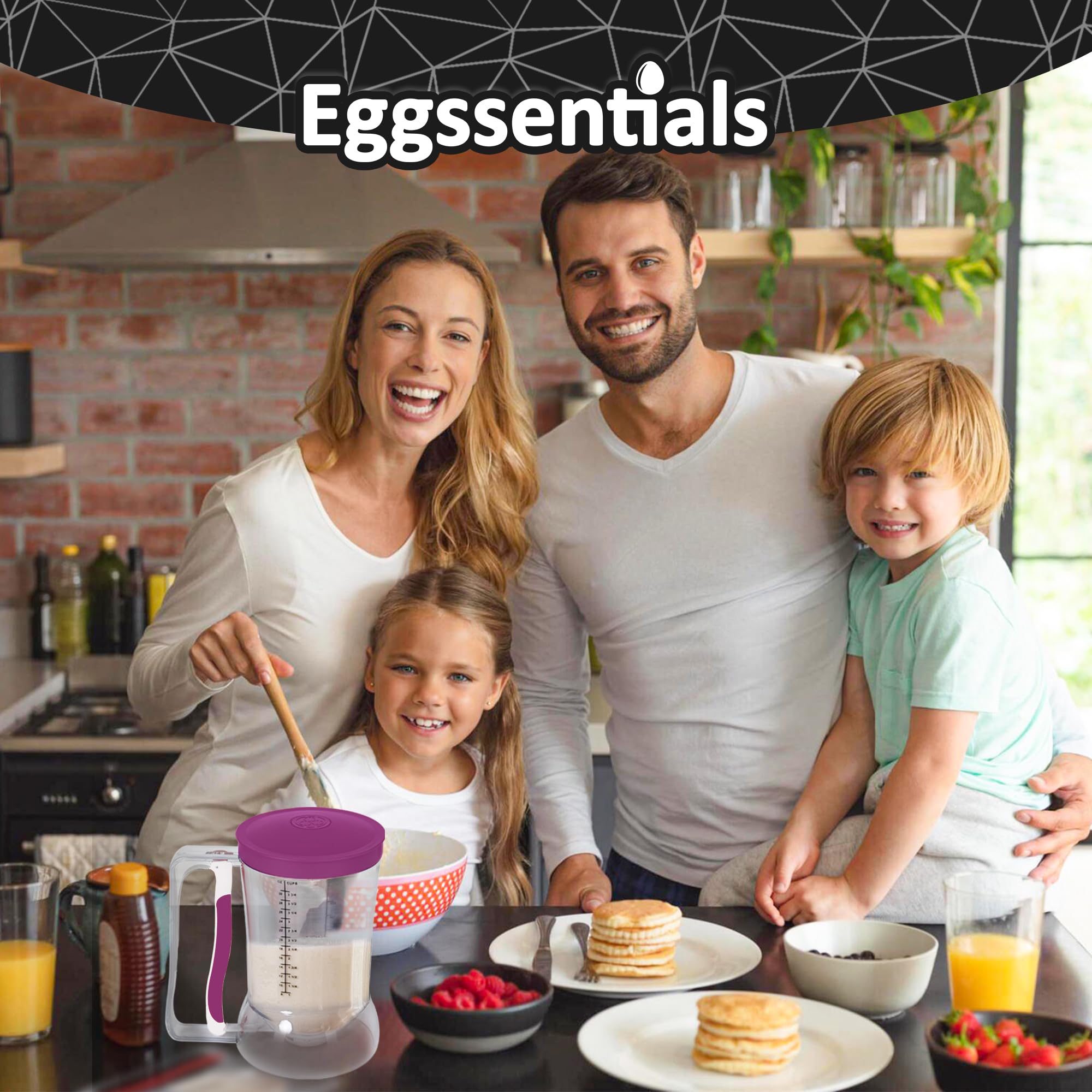 Eggssentials Dispensador de masa sin desorden, mango apretable, cupcakes, gofres y más. Botella dispensadora de panqueques duradera y fácil de verter para hornear suavemente
