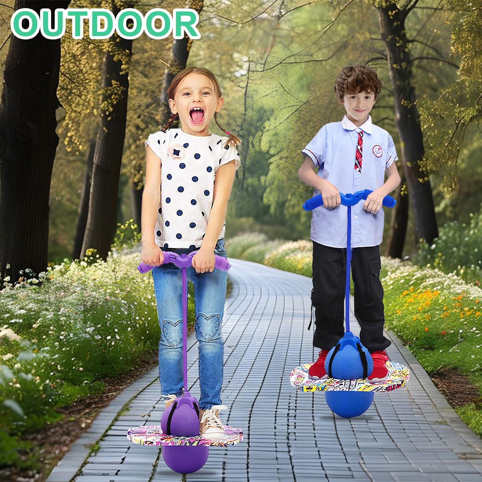 Pogo Stick für Kinder und Erwachsene, verstellbare Griffe, 100 kg, grün