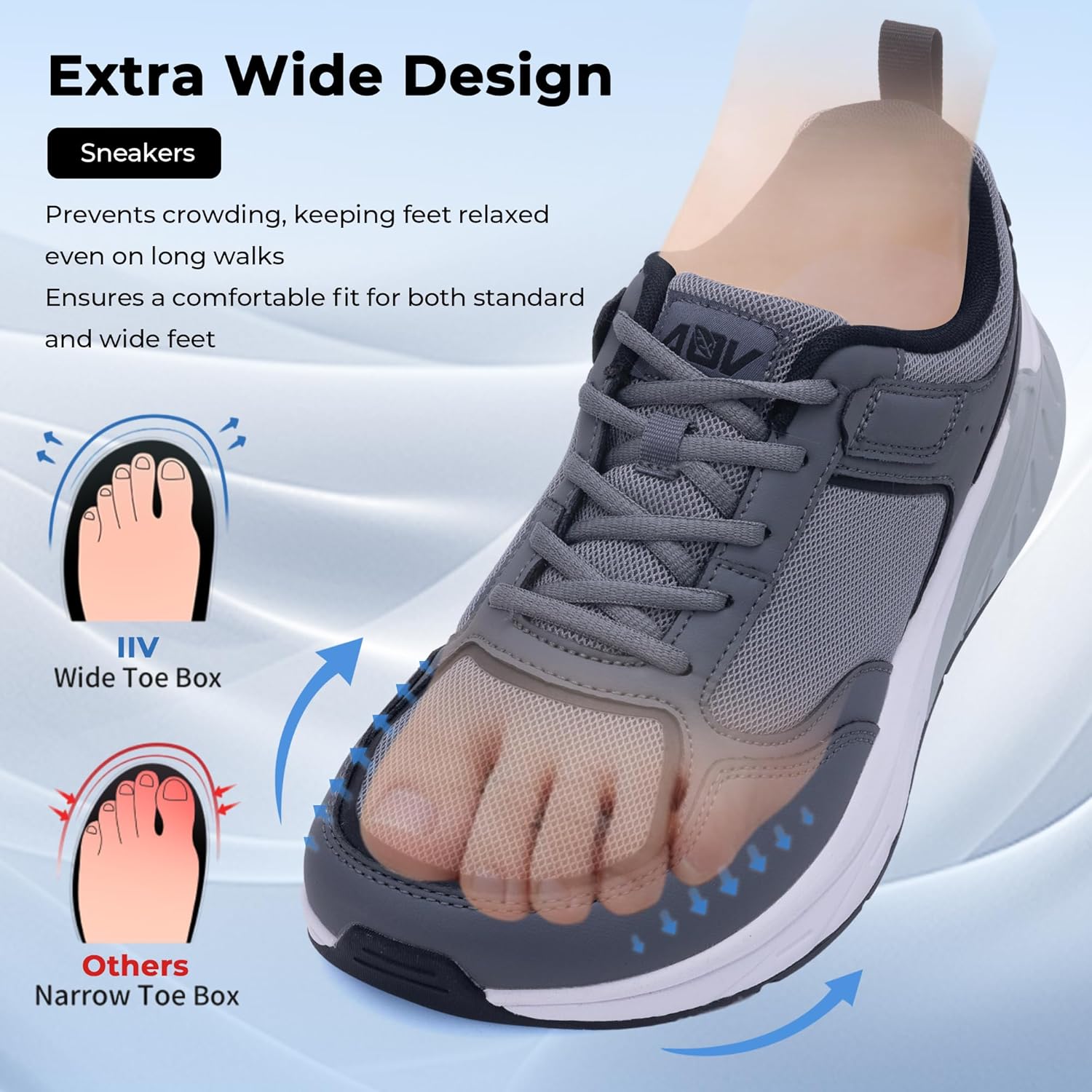 IIV Men's Arch Support Walking Shoes Plantar Fasciitis Orthotic Gym Tennis Sneakers for Foot Pain Relief