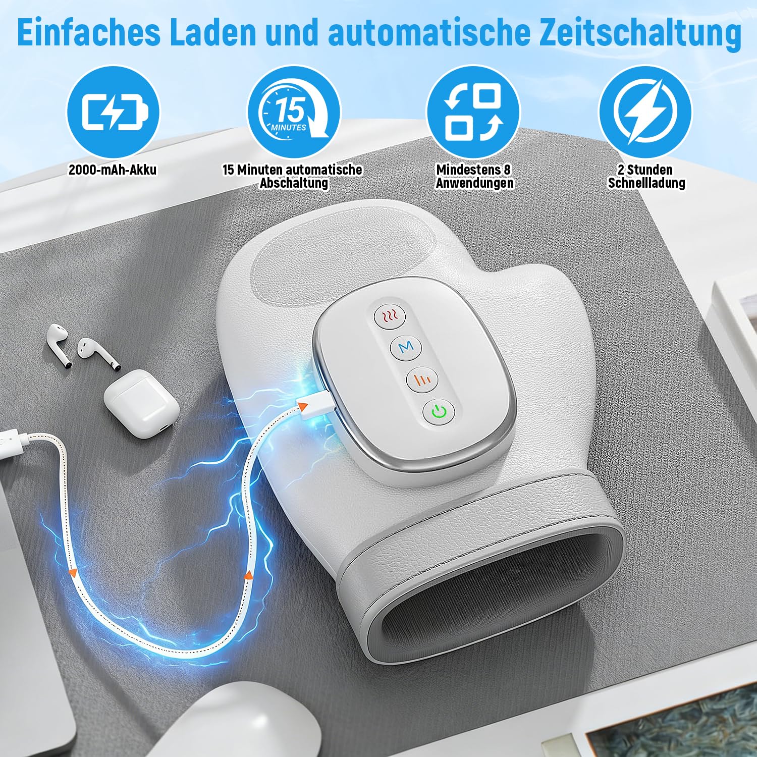 Handmassagegerät mit Wärme & Kompression, Hand Massagegerät, Elektrisches Handmassagegerät mit 3 Massagemodi 5 Intensitätsstufen, Lindert Handermüdung krankheiten,Geschenk für Familie Freunde