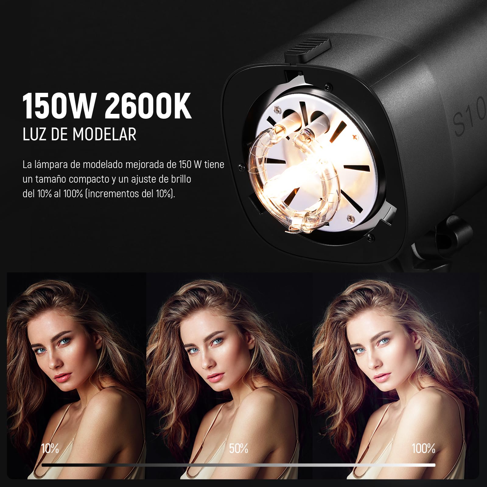 NEEWER S101-400W Pro Strobe Flash Luz con 2.4G Disparador 150W Lampara 400Ws GN65 5600K Bowens Mount Reflector Modo S1/S2 Ventilador Compatible con QPRO para Fotografía Retrato Productos Estudio